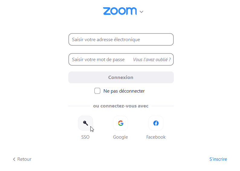 Zoom bouton connexion
